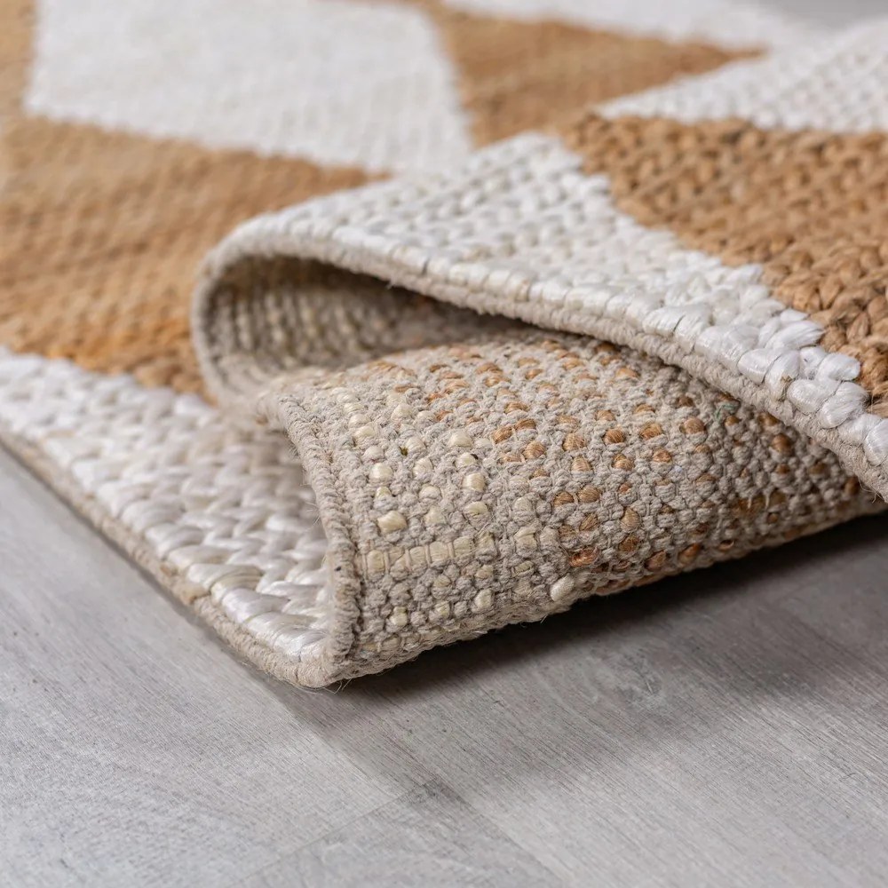 Biało-naturalny chodnik z mieszanki juty tkany ręcznie 60x230 cm Effie Diamond – Flair Rugs
