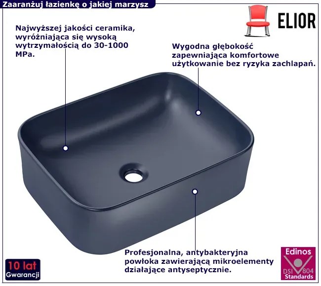 Granatowa ceramiczna umywalka nablatowa D1-P45