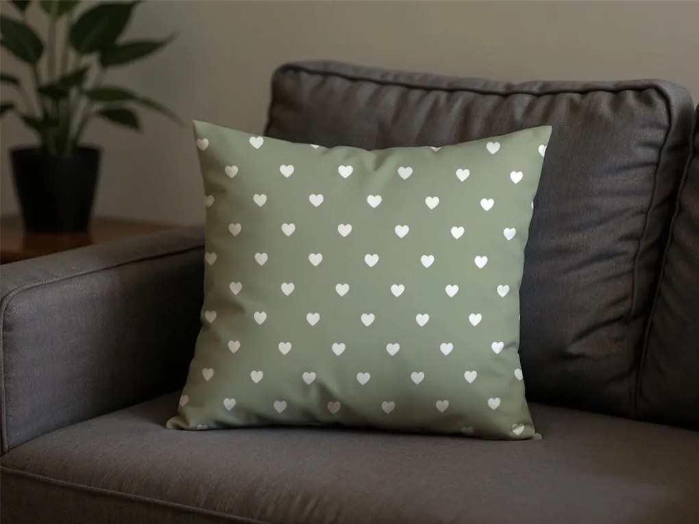 Bawełniana poszewka na poduszkę SAGHEARTS POLY 45x45 cm, zielona