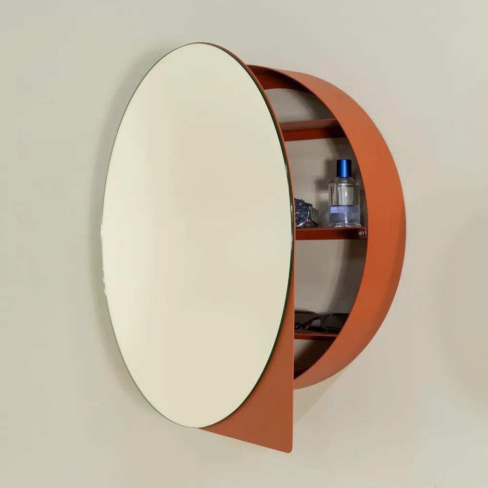 Ceglasta metalowa wisząca szafka łazienkowa z lustrem 55x55 cm Sonnet – Spinder Design