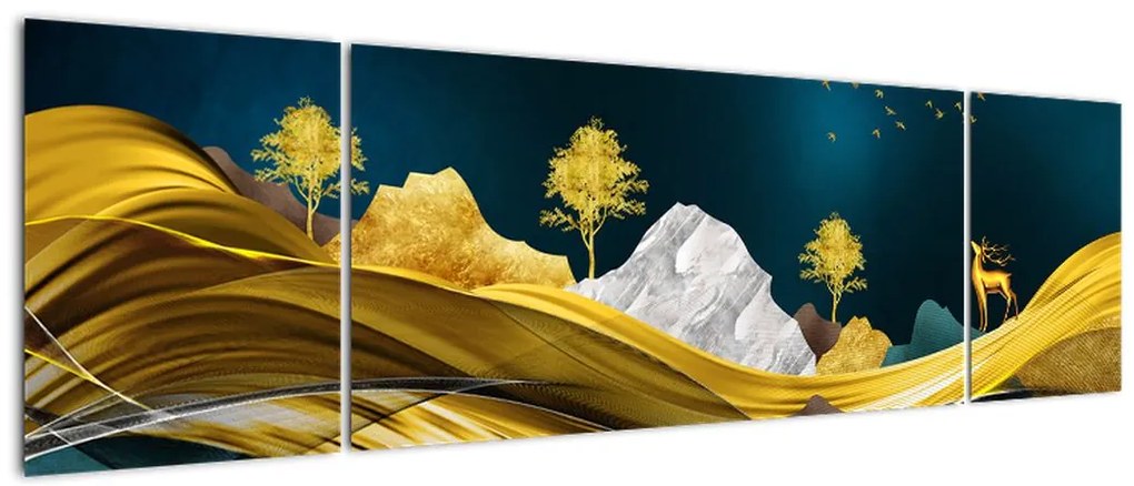 Obraz - Jeleń w krajobrazie (170x50 cm)