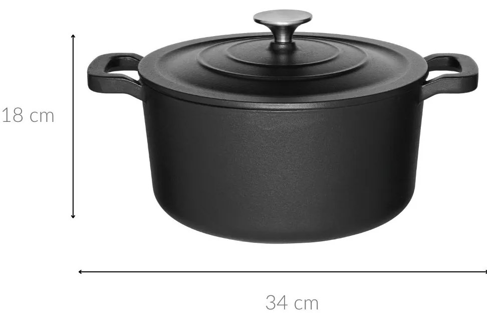 Żeliwny kociołek z pokrywką, Ø 24 cm