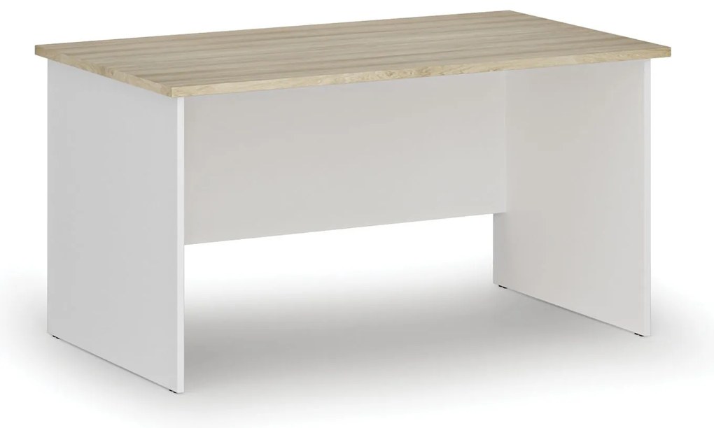 Biurko PRIMO WHITE, 140x80 cm, biały/dąb naturalny