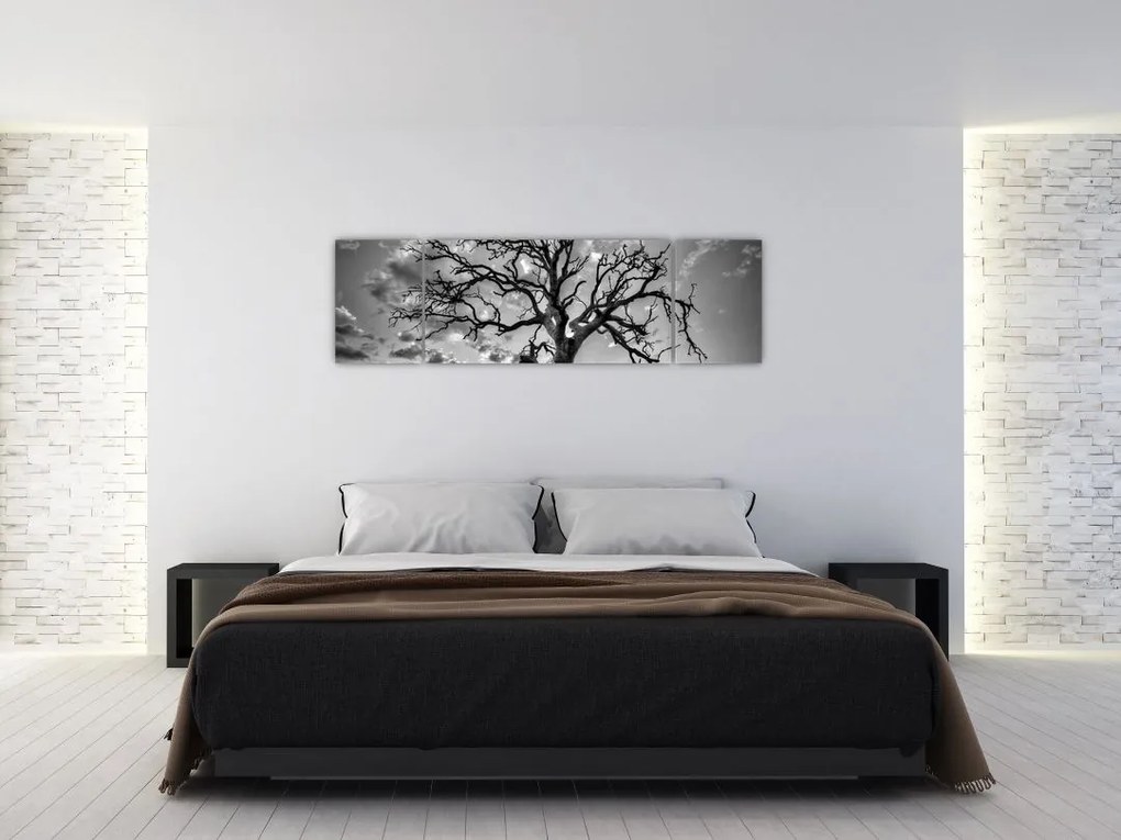 Obraz - Czarno - białe drzewo (170x50 cm)
