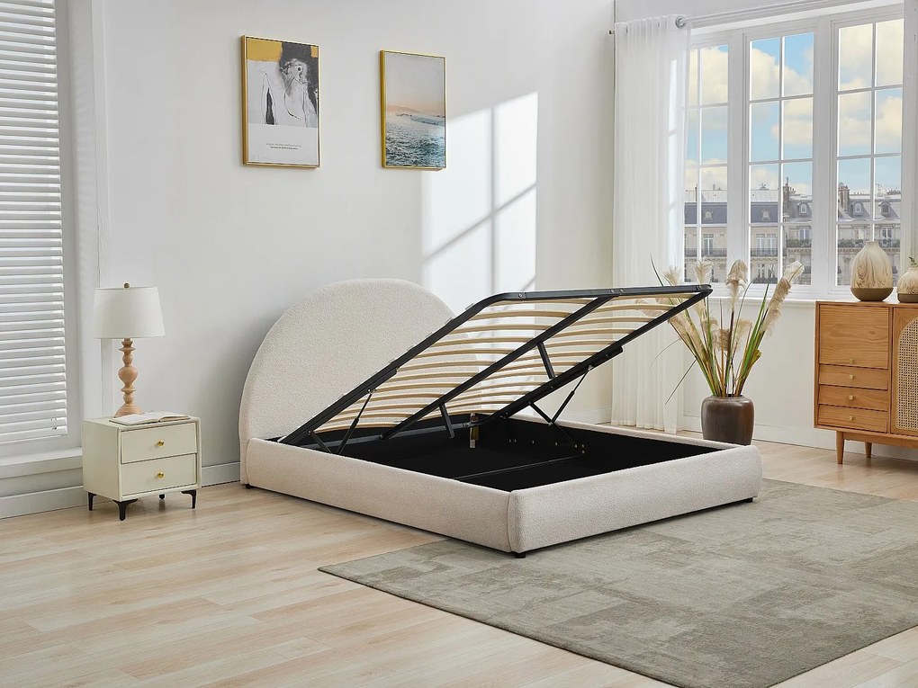 Łóżko ze skrzynią 180 x 200 cm - Bukla - Kremowy - LIRIMO