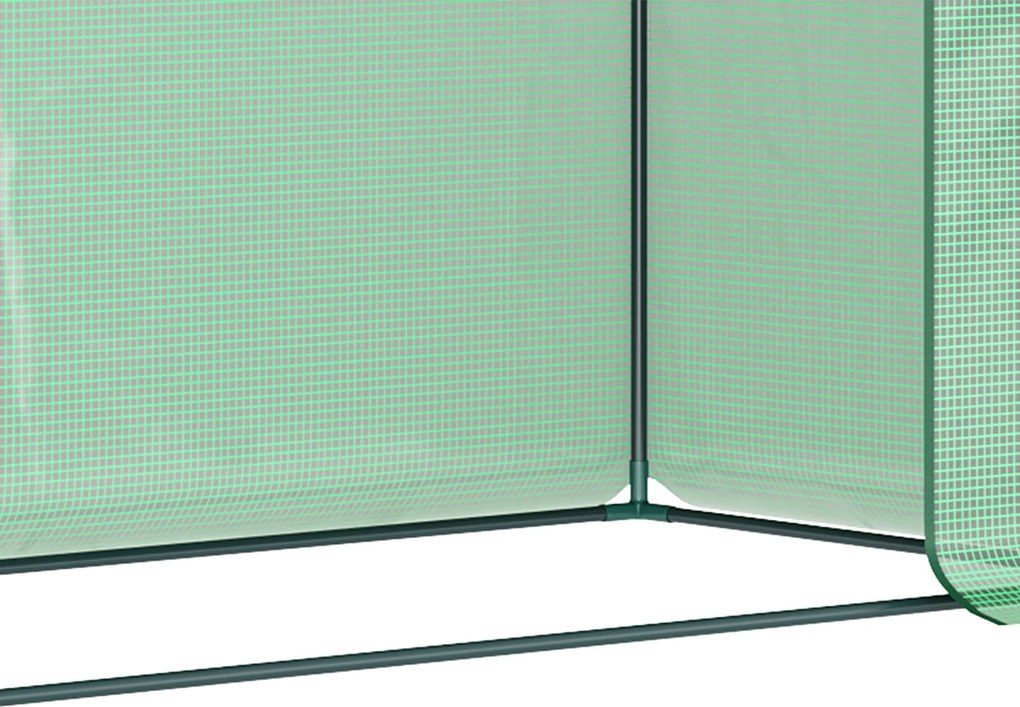 Outsunny Foliowa Szklarnia, Szklarnia z Drzwiami Rolowanymi, Bocznym Oknem, dla Ogrodu, ze Stali, Tworzywa Sztucznego, 200 x 76 x 168 cm, Zielona