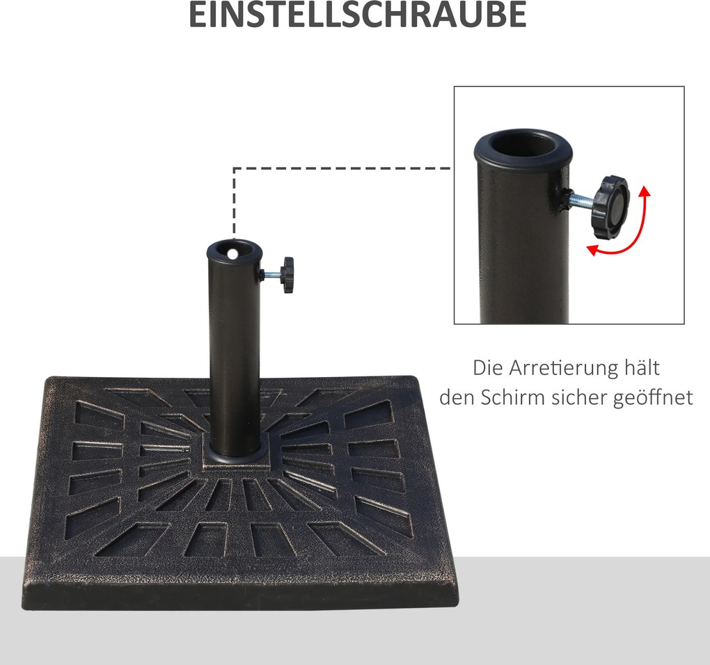 Stojak na parasole Outsunny 15 kg uchwyt na parasol do żywicy syntetycznej Ø38 mm Ø48 mm