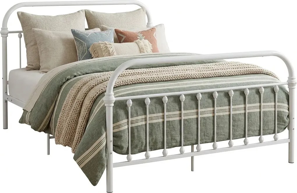 Białe loftowe łózko metalowe 140x200 cm T4-T92