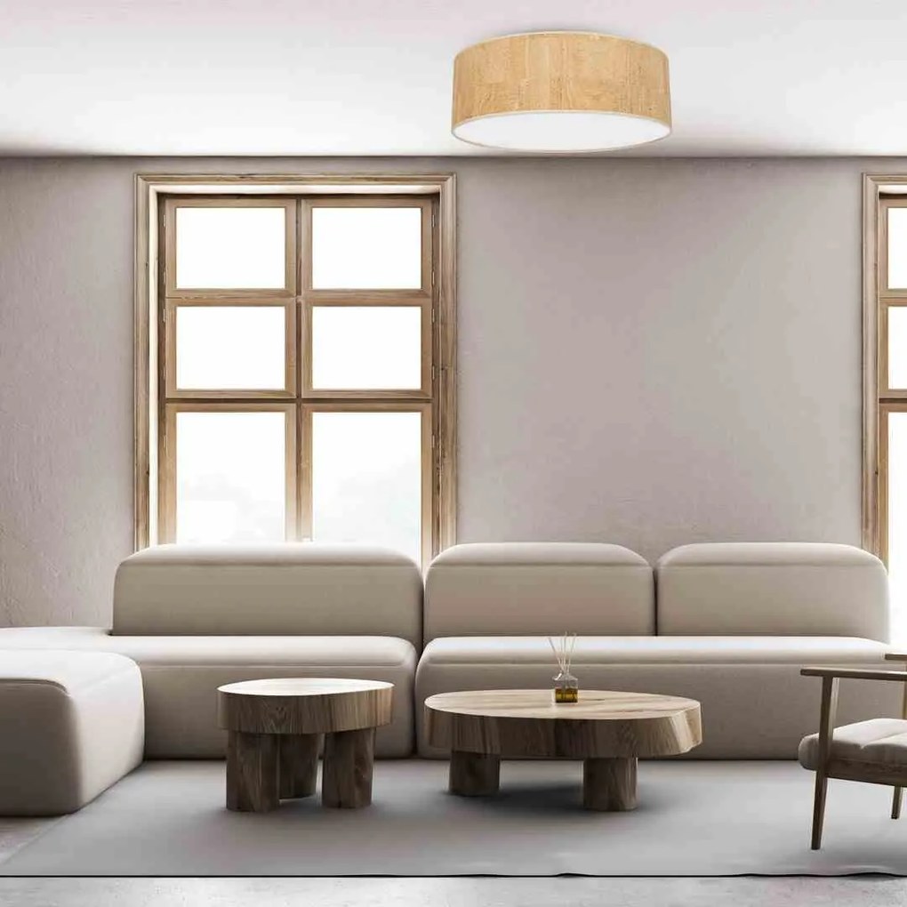 Lampa sufitowa korek, okrągła, biała CORK White/Cork 3xE27 Ø60cm