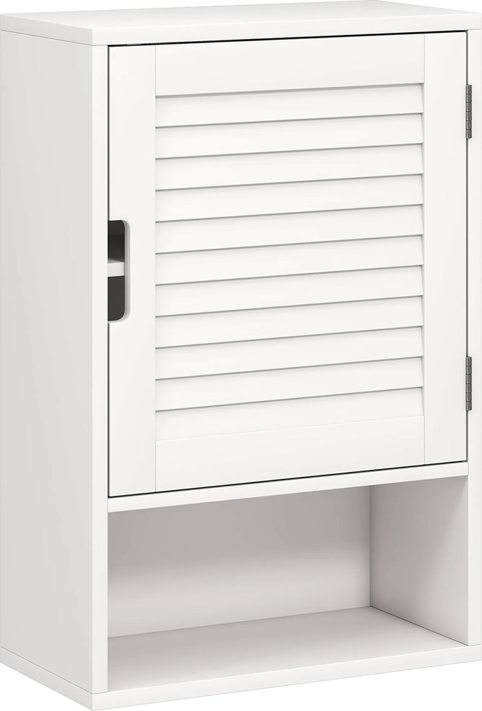 HOMCOM Wisząca szafka łazienkowa z 1 drzwiczkami, regulowanymi półkami, 40 x 20 x 60 cm, biała | Aosom PL