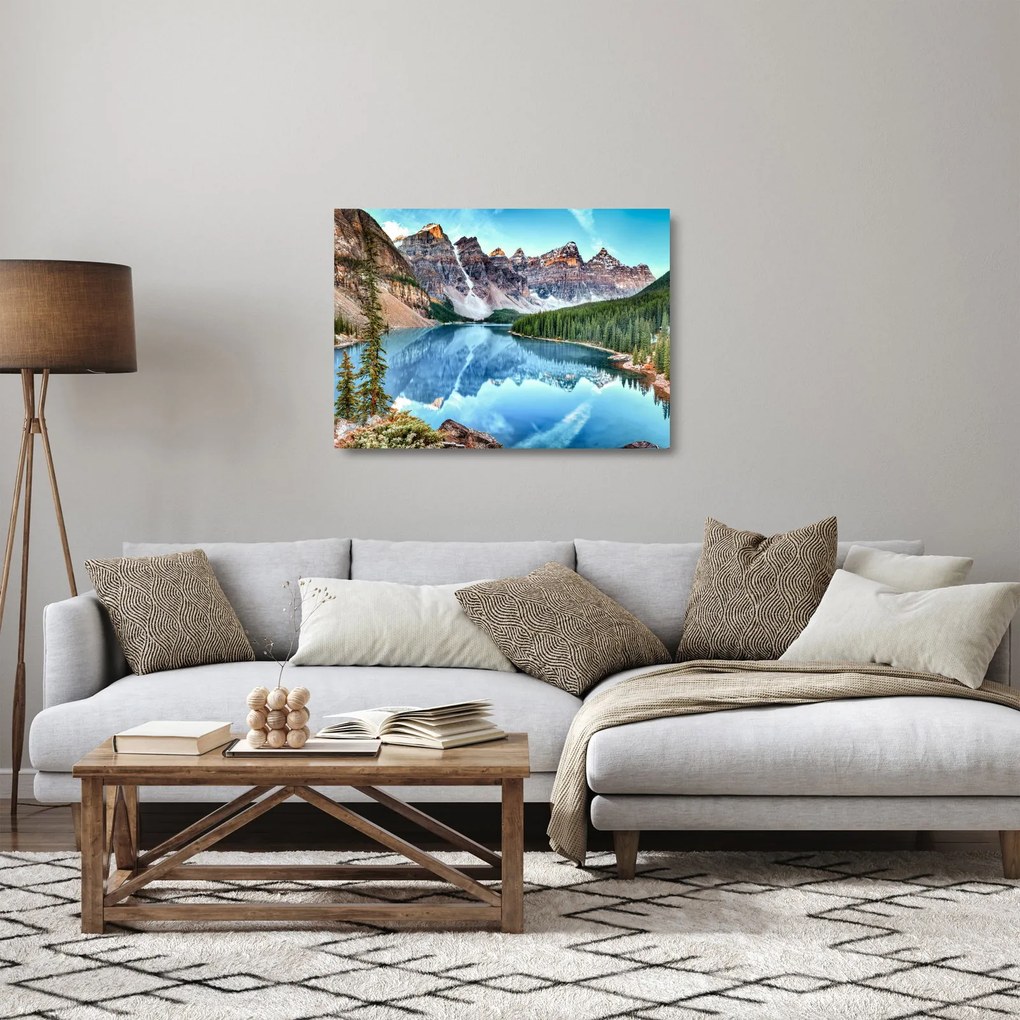 Obraz na szkle - Jezioro Morenowe (70x50 cm)