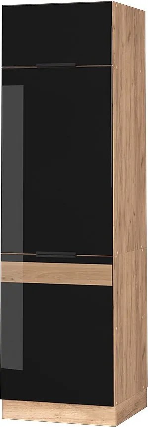 Szafka na lodówkę czarny dąb wysoki połysk 60x58.1x206.8 fame-line