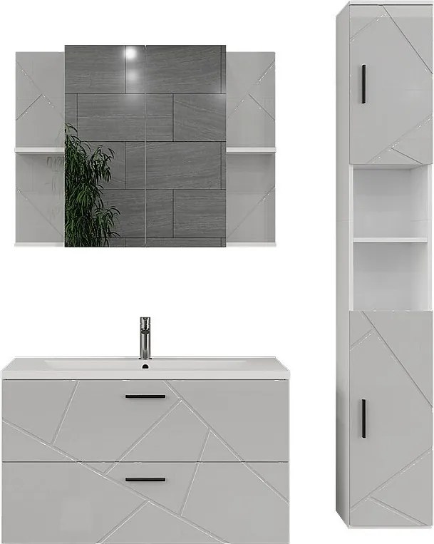 Zestaw mebli łazienkowych biały/biały wysoki połysk 100x44.6x57 irma