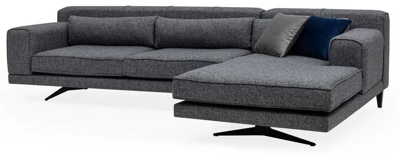 Ciemnoszara sofa narożna Artie Jivago, narożnik prawy