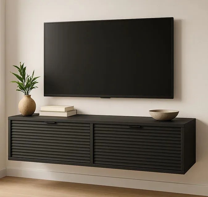 Czarna ryflowana szafka pod tv N1-Z98