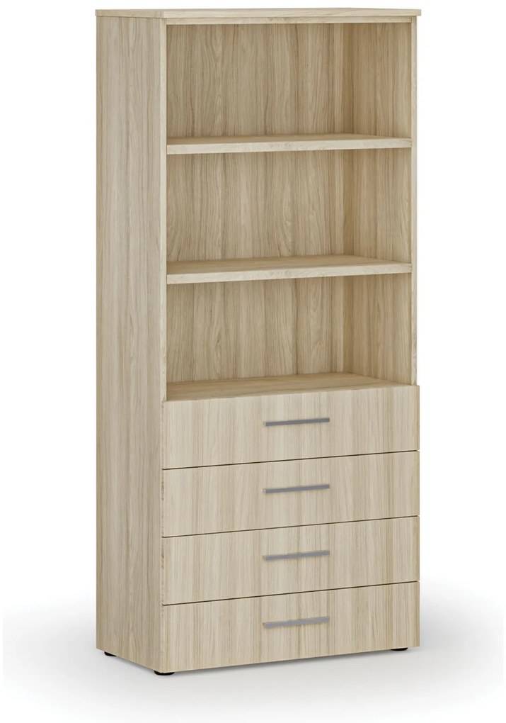 Szafa biurowa z szufladami PRIMO WOOD, 800 x 420 x 1781 mm, dąb naturalny
