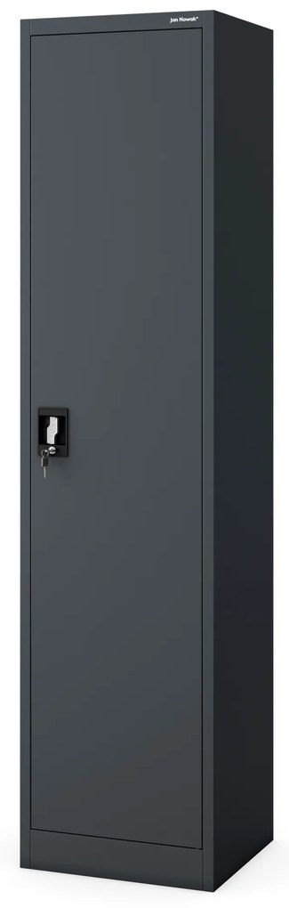 Szafa biurowa metalowa na akta, wąska, antracytowa, 450x1850x400 mm: ALEX