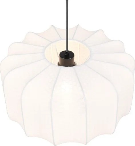 Biała metalowa lampa wisząca z tekstylnym kloszem ø 40 cm Madleine – Reality