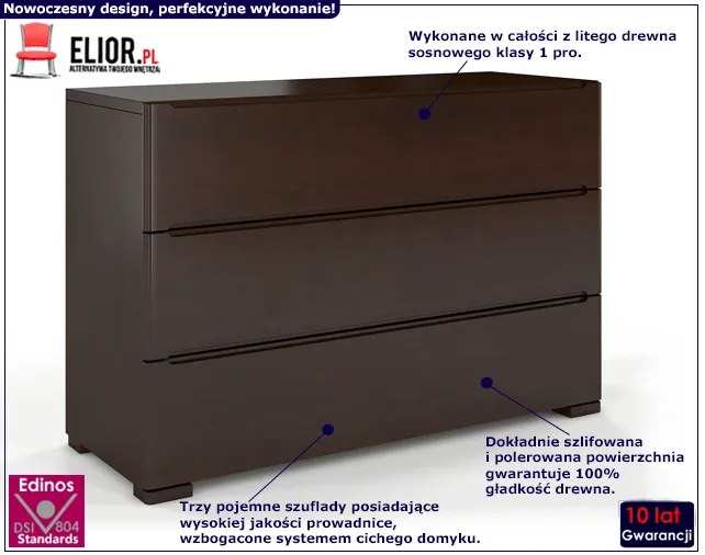Komoda drewniana 3 szuflady Inca 2S - Palisander