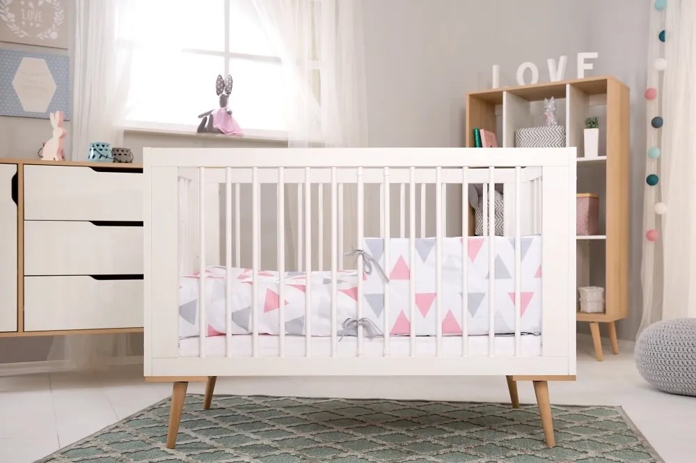 Łóżeczko dziecięce Sofie 120x60 w stylu skandynawskim, kolor biały
