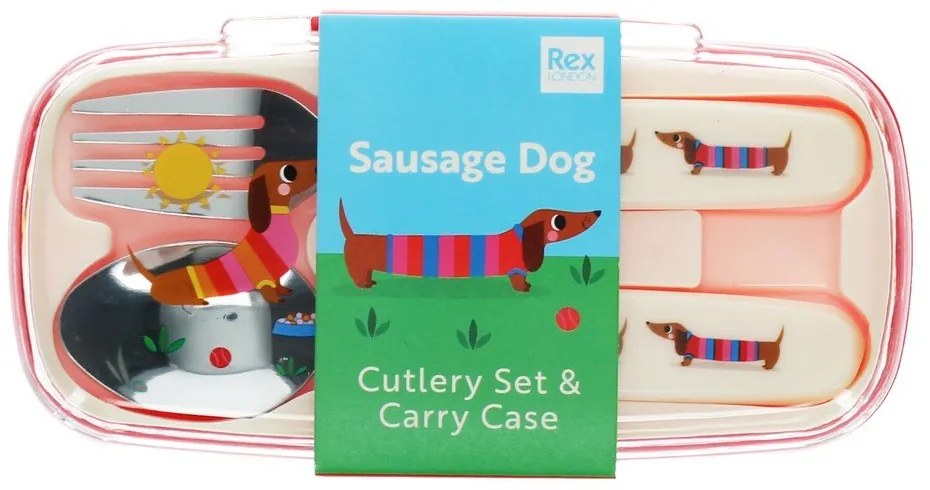 Sztućce dla dzieci ze stali nierdzewnej 2 szt. Sausage Dog – Rex London