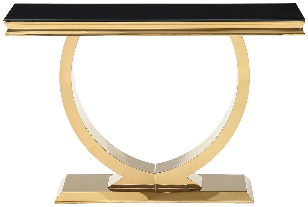Konsola ze szkła hartowanego i stali nierdzewnej - Złoty i Czarny - ROWAN Pascala Morabito
