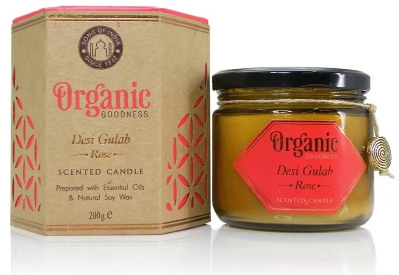 Świeca organiczna Desi Gulab - Rose 200 g wbursztynowym szkle
