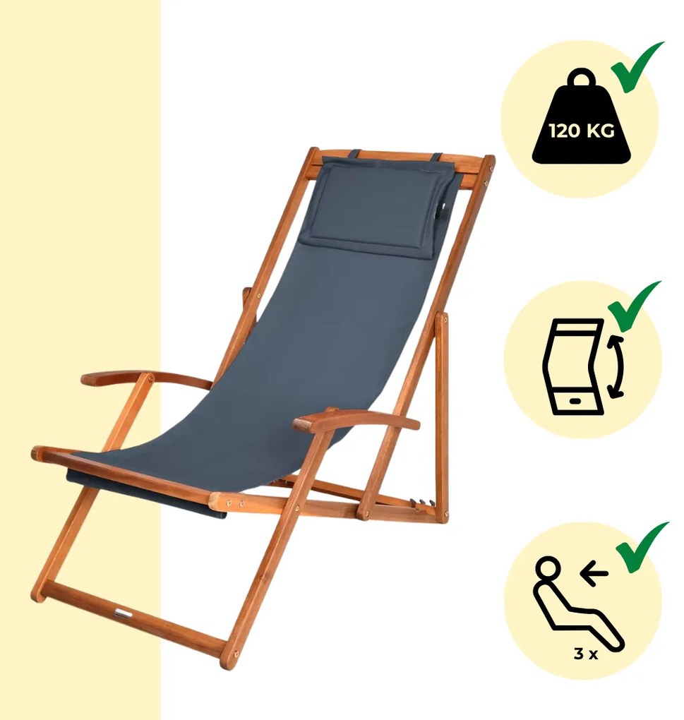 Leżak ogrodowy SIENA, 65x87x102cm, antracytowa Jurhan