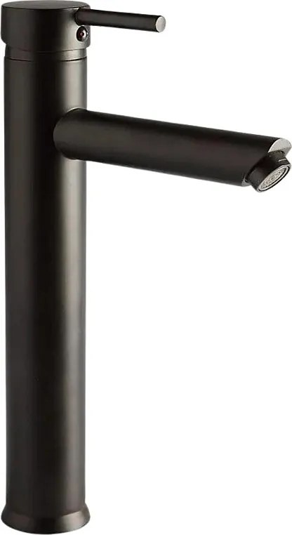 Bateria umywalkowa z wysoką wylewką "Lorian" w kolorze czarnego mosiądzu z matowym wykończeniem