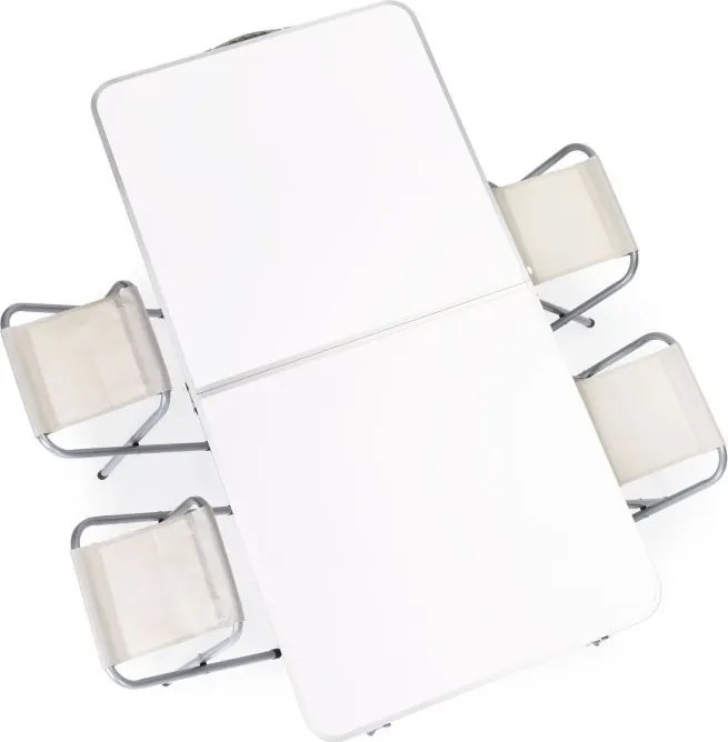 Zestaw turystyczny składany Camporo A120, stół i 4 krzesła, kolor biały