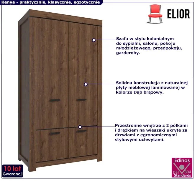 Szafa na ubrania z półkami i drążkiem M9-E73
