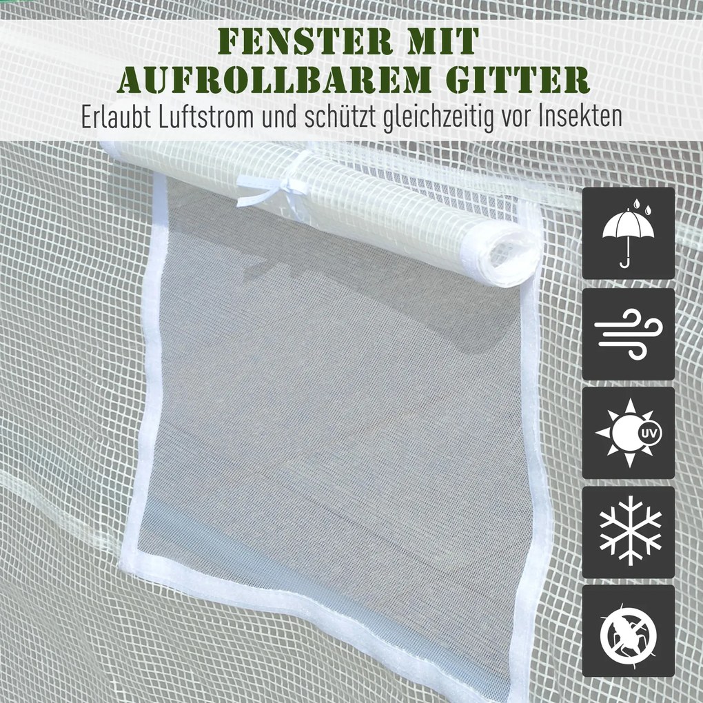 Outsunny Szklarnia Foliowa Ogrodowa Duża Biała 450x200x200cm Ochrona Roślin | Aosom PL