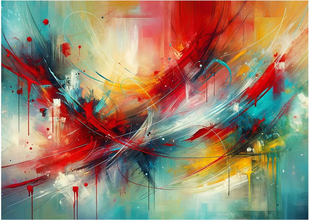 Obraz na szkle – Abstrakcja z czerwienią (70x50 cm)