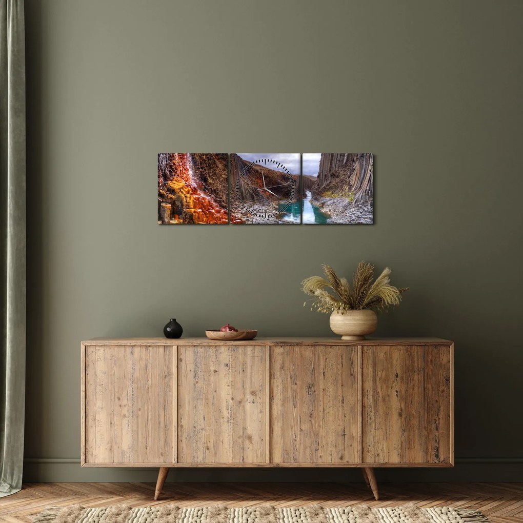 Obraz - Kanion Studlagil (z zegarem) (90x30 cm)