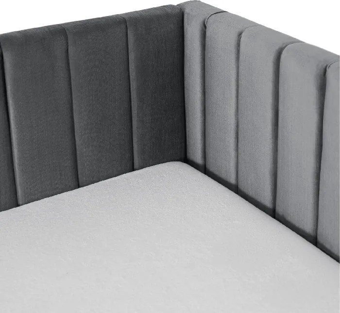 Łóżko Tapicerowane 90x200 cm VILLEMO Podwójne ze Stelażem Rozkładane Młodzieżowe Szare