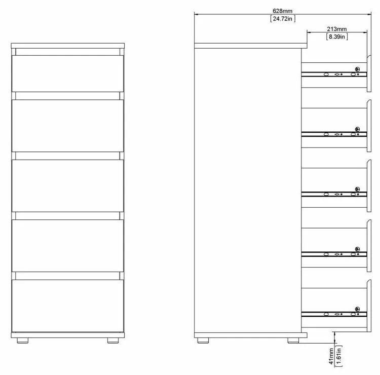 Wysoka komoda w dekorze dębu 40x107 cm Nova – Tvilum