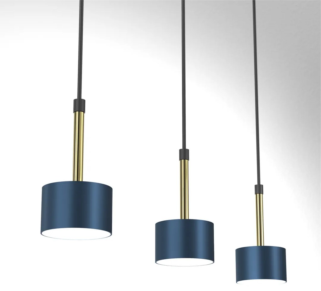 Lampa wisząca ARENA BLUE/GOLD 3xGX53 potrójna, na listwie , granatowa, złota