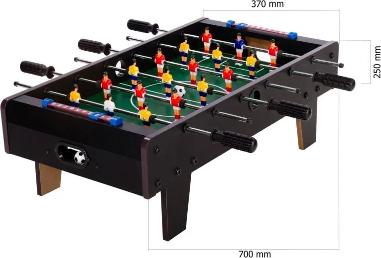 Mini piłkarzyki stołowe z nóżkami 70 x 37 x 25 cm - czarne