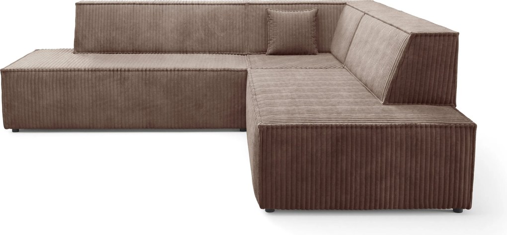 Masseno Narożnik TESSO z funkcją spania i pojemnikiem na pościel Narozniki L, Rozkładana sofa - Brązowy, TILIA 17