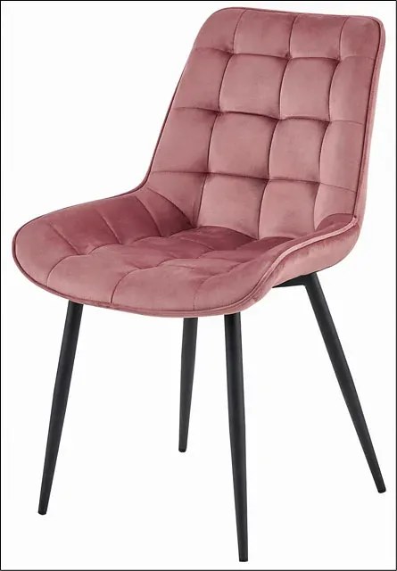 Ciemnoróżowe krzesło welurowe z czarnymi nogami F4-M79