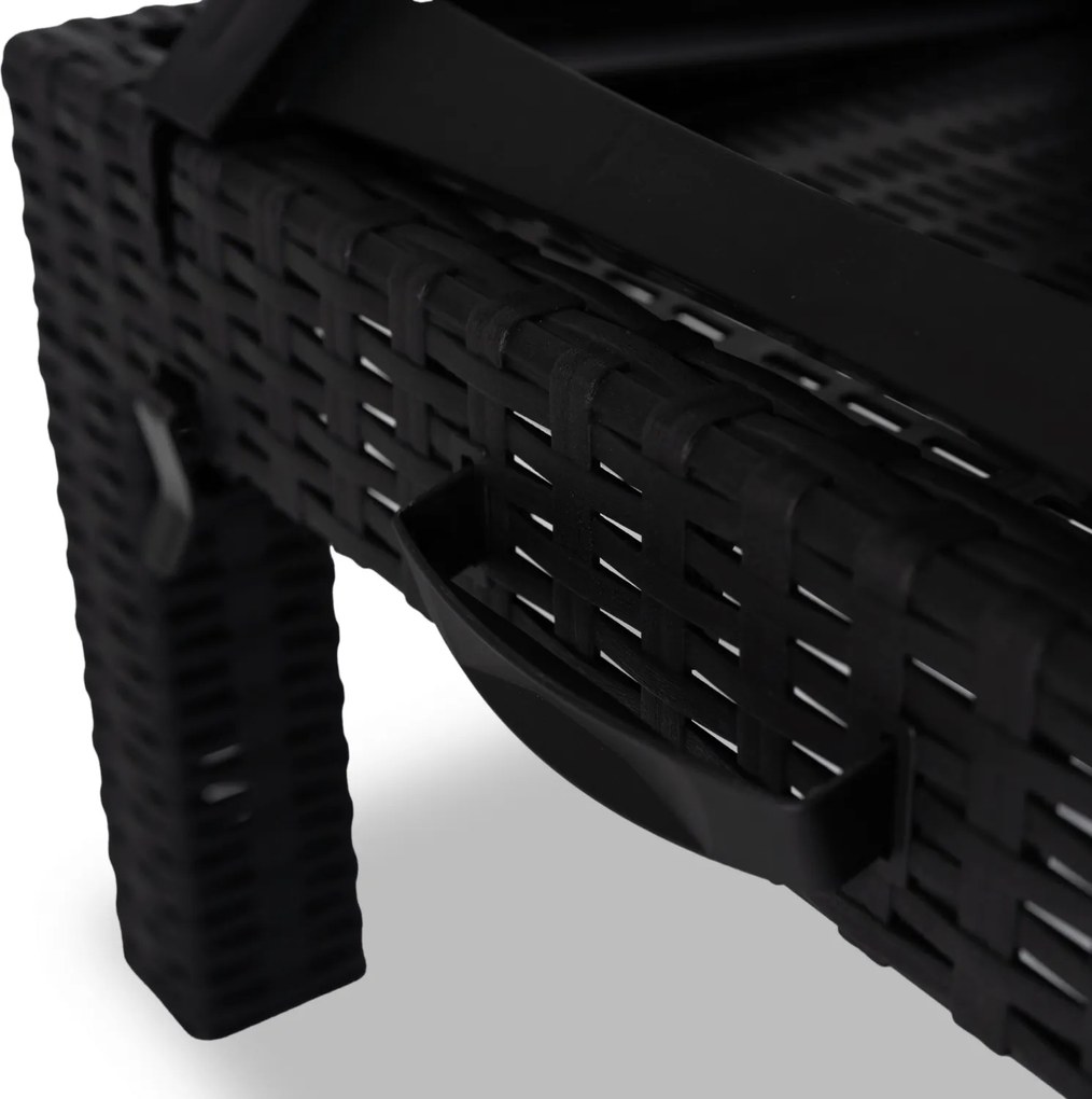 Fotel Ogrodowy Leżak LUIZJANA Technorattan Czarny/Szary