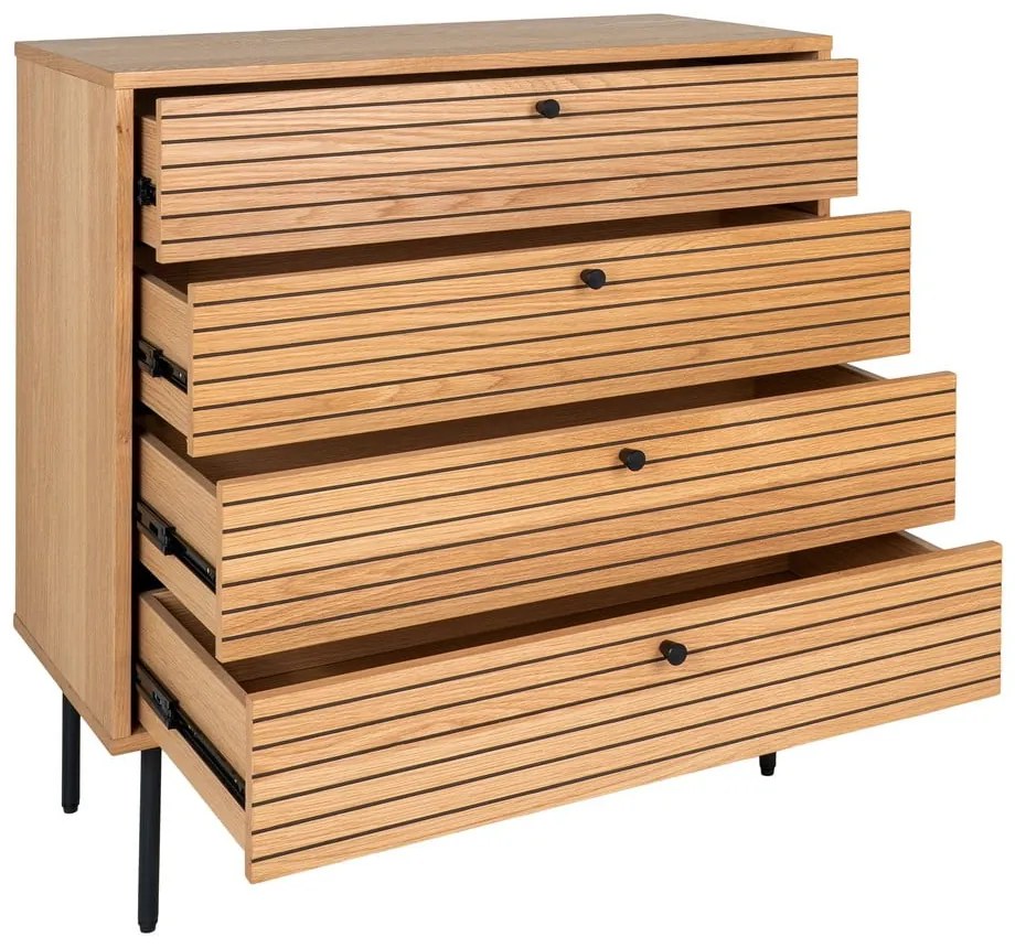 Wysoka komoda w dekorze dębu w naturalnym kolorze 80x85 cm Kyoto – House Nordic