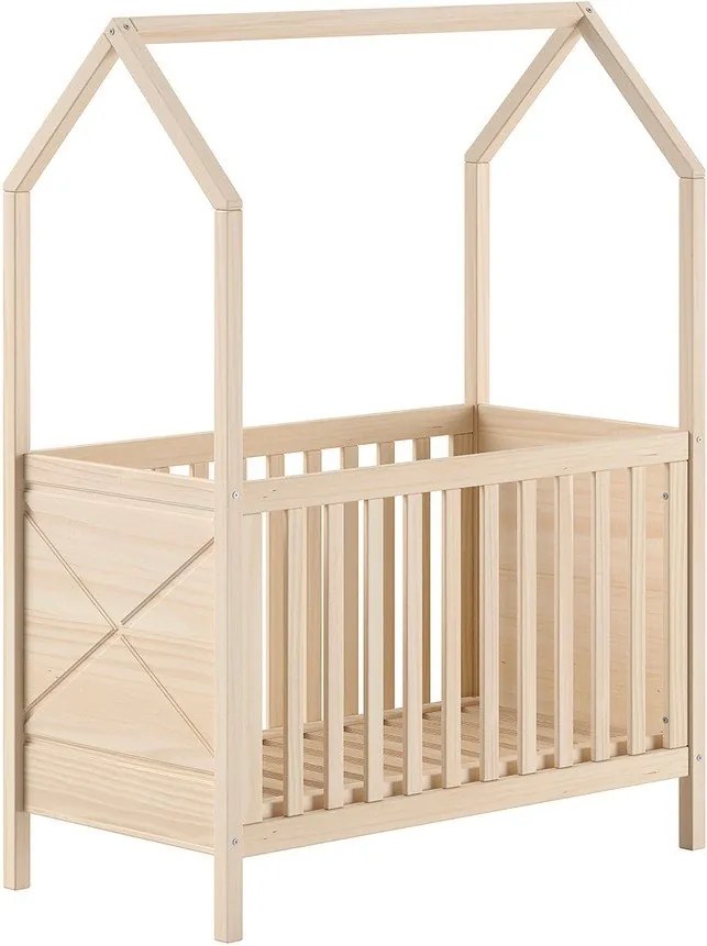 Łóżeczko z litego drewna sosnowego z regulowaną wysokością w naturalnym kolorze 60x120 cm Scott – Vipack