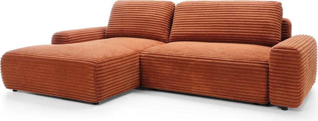 Masseno Narożnik OSSO z funkcją spania i pojemnikiem na pościel Narozniki L, Rozkładana sofa - Ceglasty, AMBIENCE 09