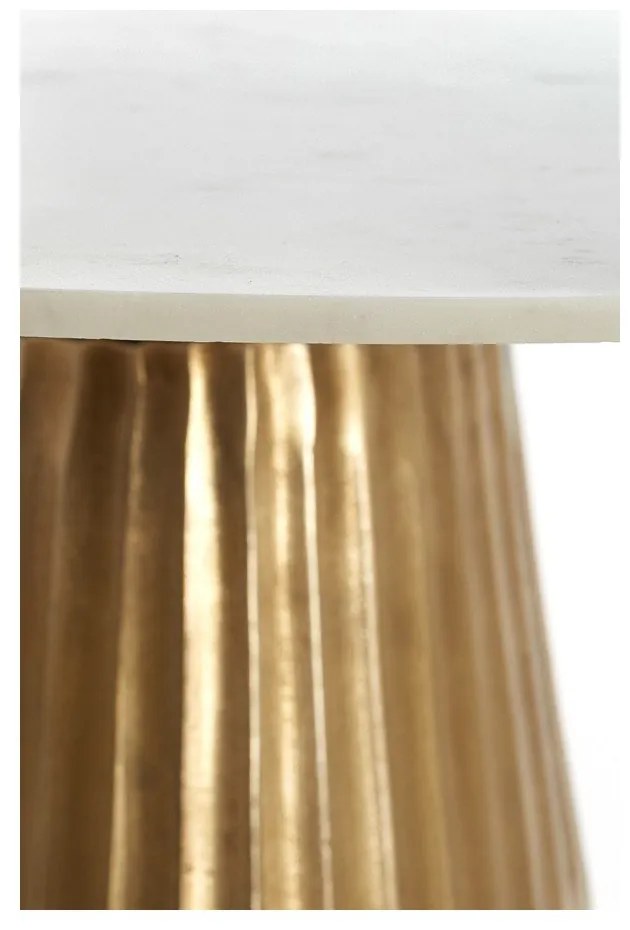 Biało-brązowy okrągły stół z blatem w dekorze marmuru ø 100 cm Leyda – Light &amp; Living