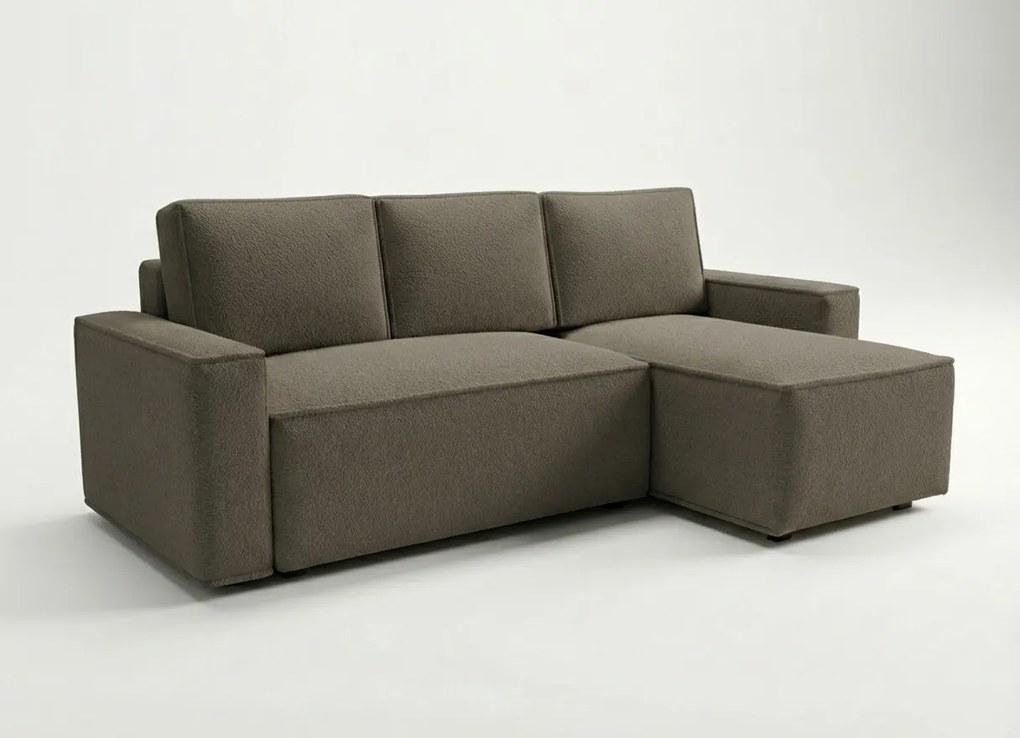 Rozkładana dwustronna sofa narożna do L SMART BOUCLE 232x143 cm, szaro-beżowa