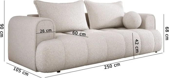 Sofa COCO z funkcja spania i pojemnikiem NIEBIESKI CLOUD 74