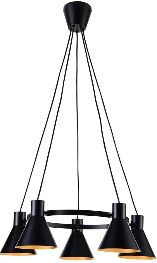 Czarna lampa wisząca industrialna do salonu - 4X K107 S7-Z61
