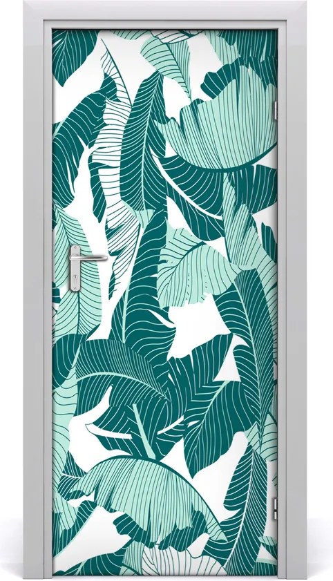 Okleina samoprzylepna na drzwi Tropikalne liście