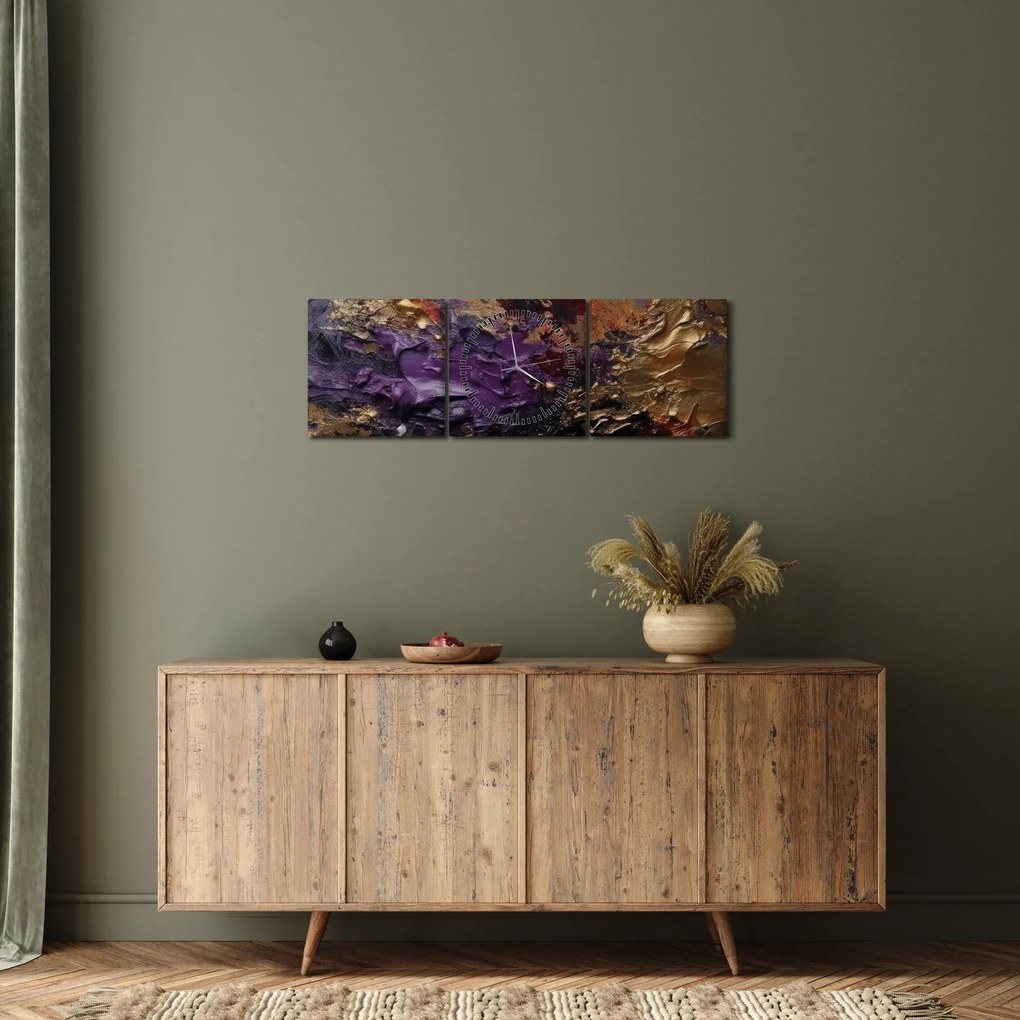 Obraz - Teksturowana abstrakcja (z zegarem) (90x30 cm)